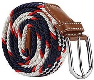 BLUE WHITE RED MEN BELTS STRETCH WOVEN BELTS VINTAGE CASUAL WOVEN BELTS FOR MEN AND WOMEN WOVEN STRETCH BELTS